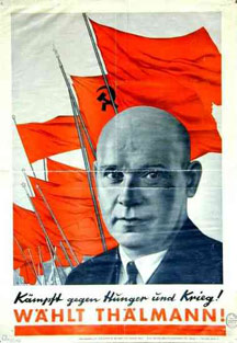 Kämpft gegen Hunger und Krieg! <br> Wählt Thälmann! <br> Plakat der KPD zur Reichspräsidentenwahl 1932
